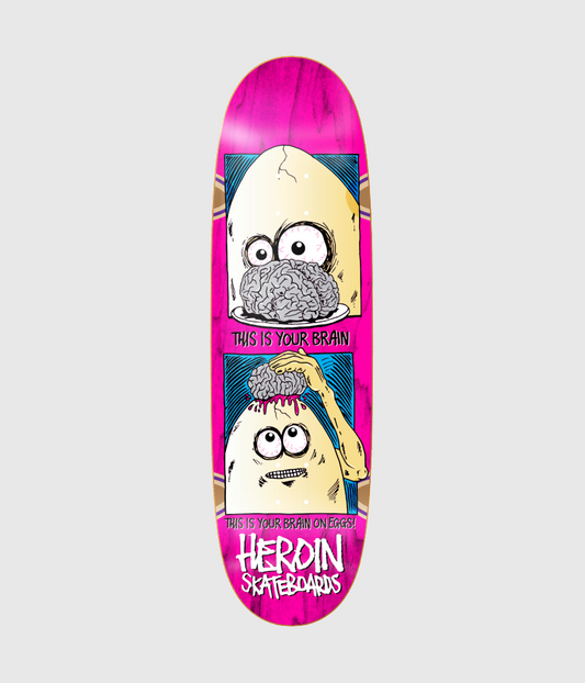Heroin Skateboards Brain On Eggs Skateboard Deck 9.5"