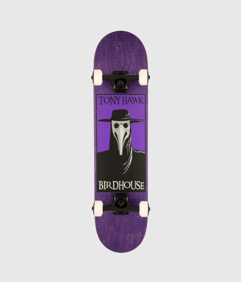 Birdhouse Skateboards Stage 3 Hawk Plague Doctor Purple Complete Skateboard 7.5"