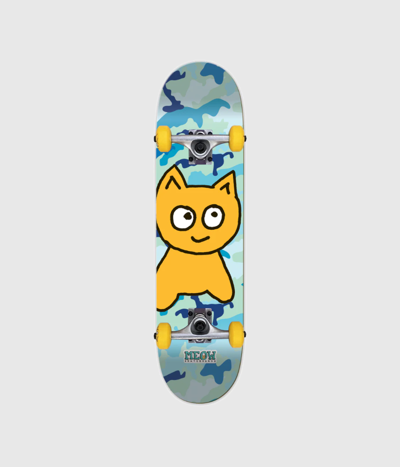 Meow Big Cat Camo Blue Complete Skateboard 7.5"