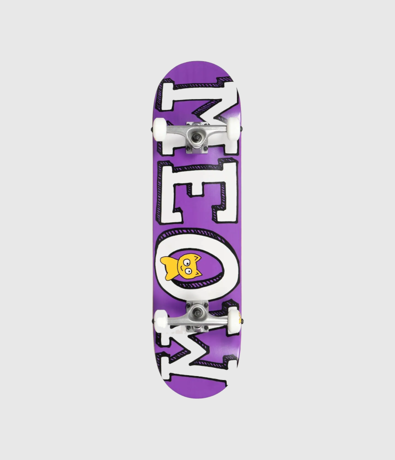 Meow Logo Purple Complete Skateboard 8.25"