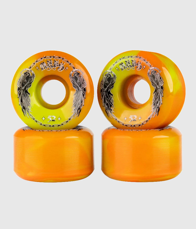 Orbs Specters Swirls Skateboard Wheels Conical - 99A - (Green/Orange Swirl) 52mm