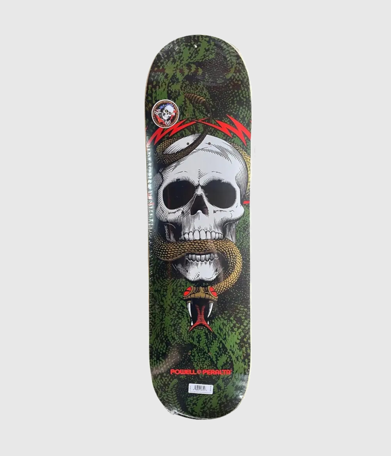 Powell Peralta Skull & Snake Black/Green Skateboard Deck 8.25"
