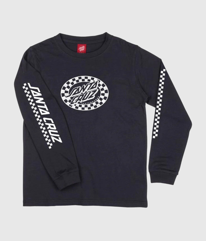 Santa Cruz Check Oval Mono Youth Long Sleeve Black