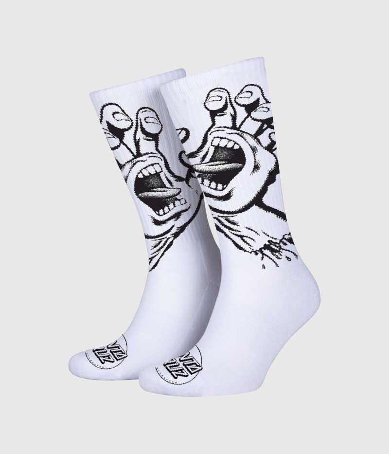 Santa Cruz Screaming Hand Mono Socks White