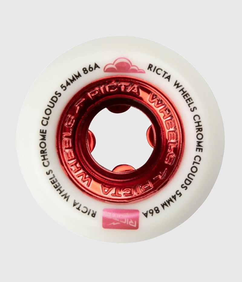 Ricta Chrome Clouds Red 86a Skateboard Wheels 56mm