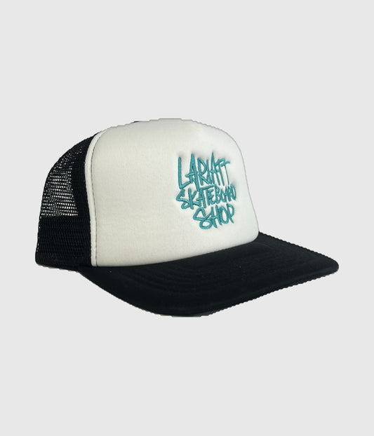 Lariatt  Kids Script Trucker Cap - Black/White
