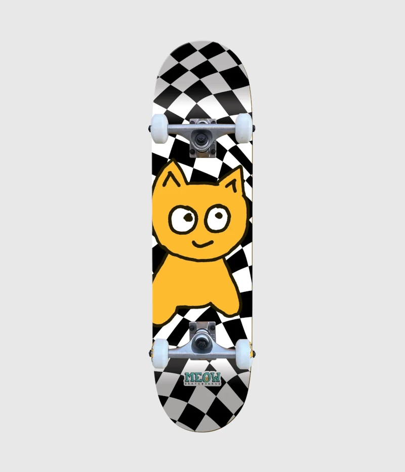 Meow Mariah Big Cat Checker Twist Complete Skateboard 7.75"