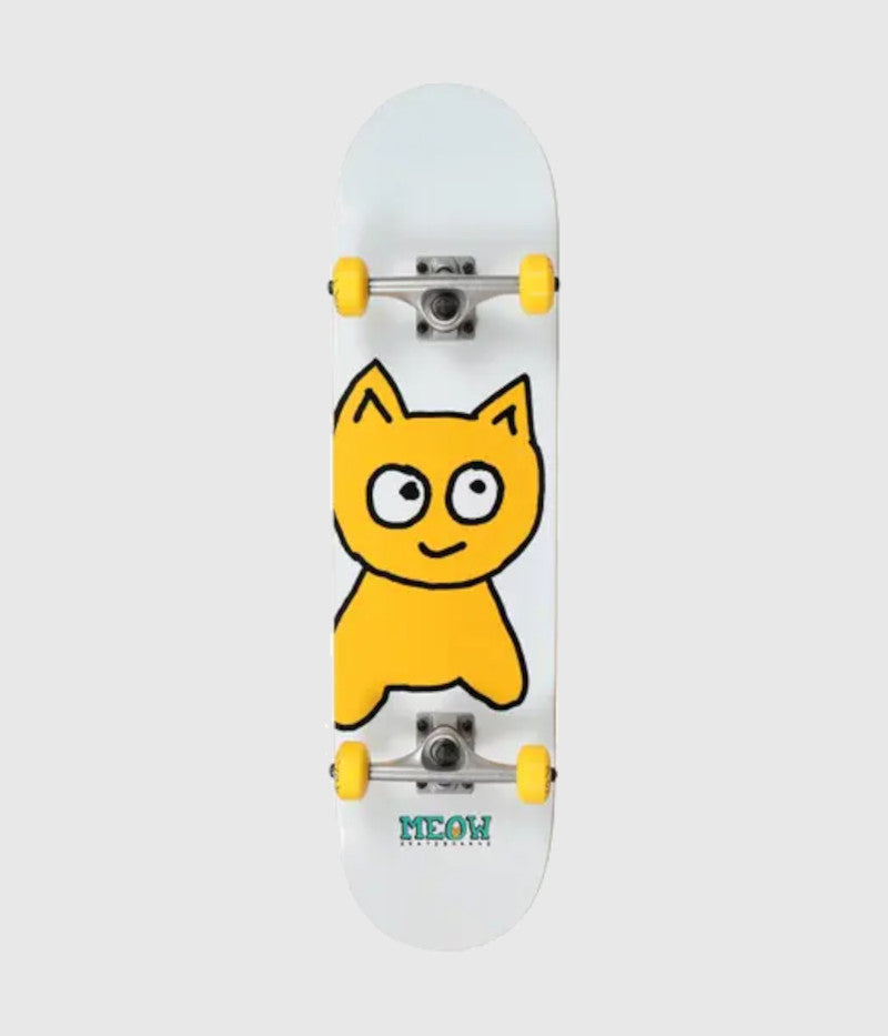 Meow Big Cat White Complete Skateboard 7.75"