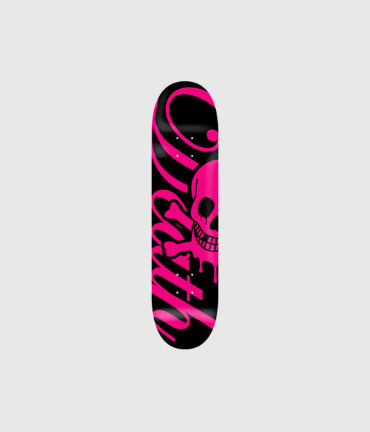 Death Skateboards Script Life Black/Pink Skateboard Deck 8.25"