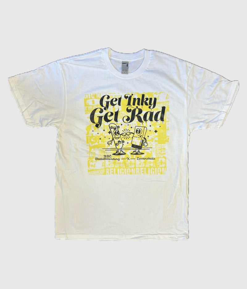 ABC Skateboarding 'Get Inky, Get Rad' Tee White/Yellow