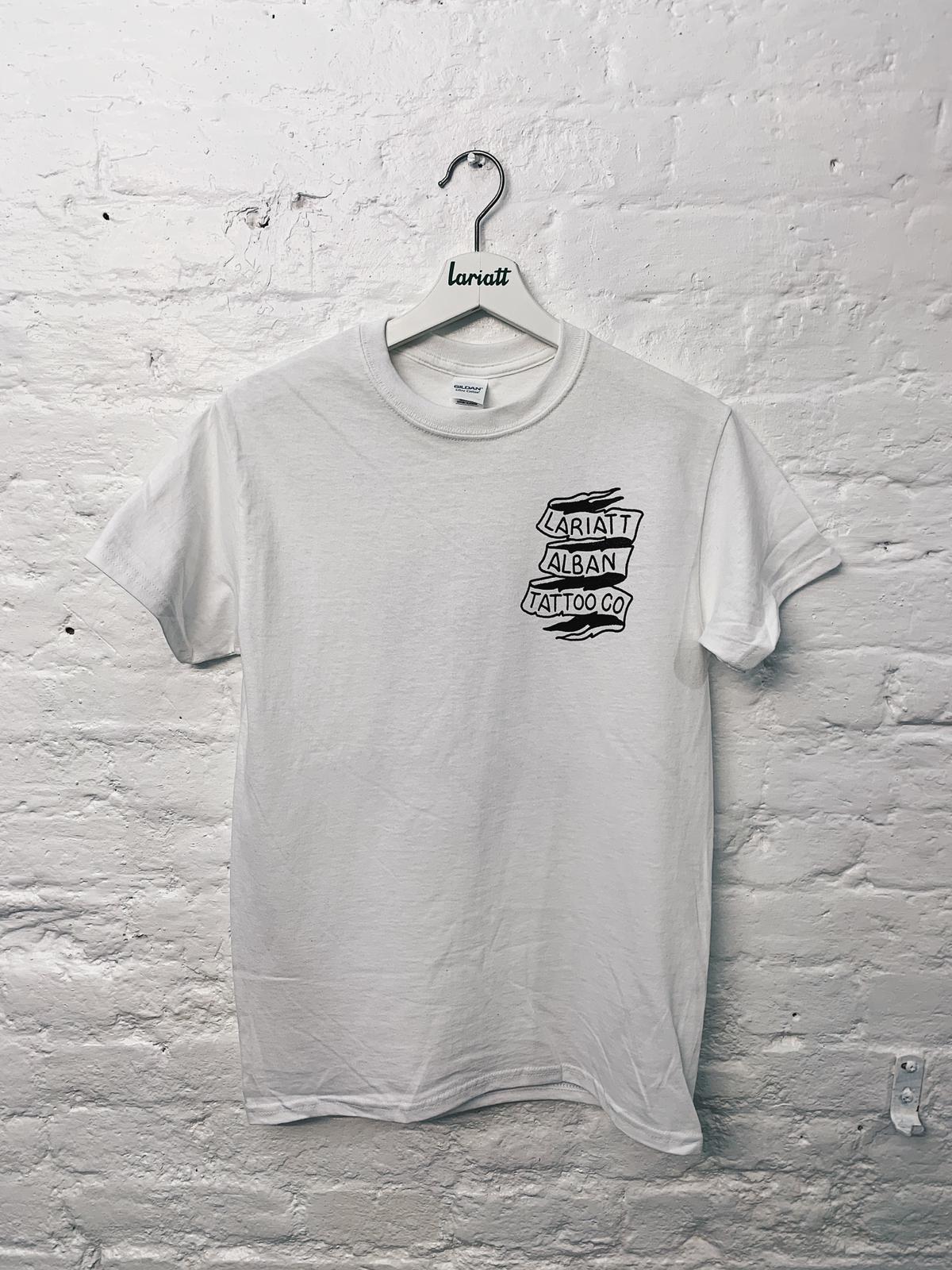 Lariatt X Alban Tattoo Co Skull T-Shirt White