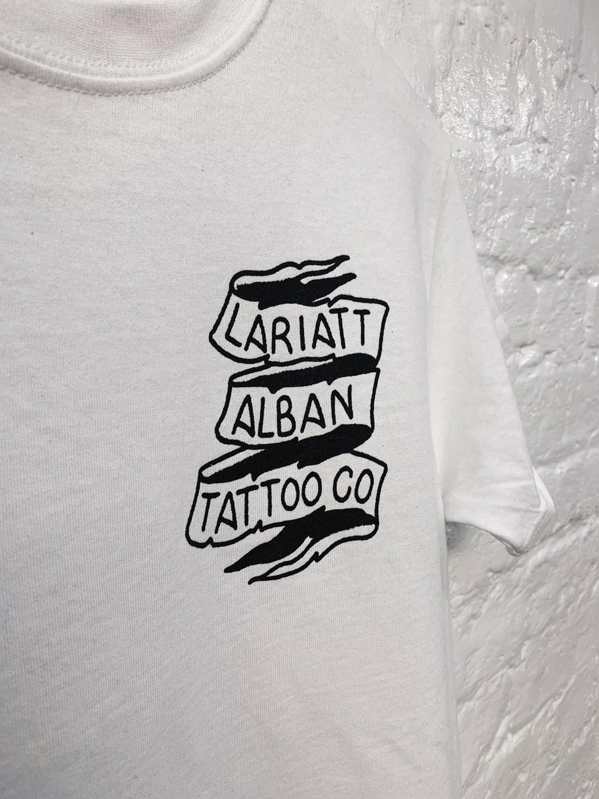 Lariatt X Alban Tattoo Co Skull T-Shirt White