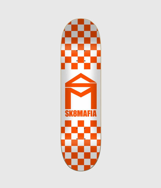 Sk8Mafia House Logo Checker Orange Skateboard Deck 8.5"