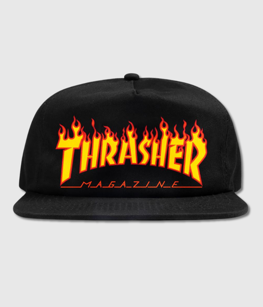 Thrasher Skateboard Magazine Flaming Logo Snapback Cap