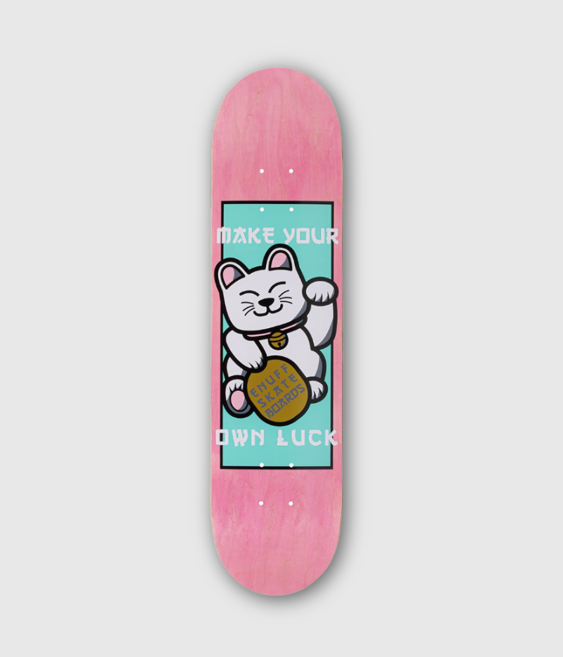 Enuff Designer Series Lucky Cat Skateboard Deck Pink 8"