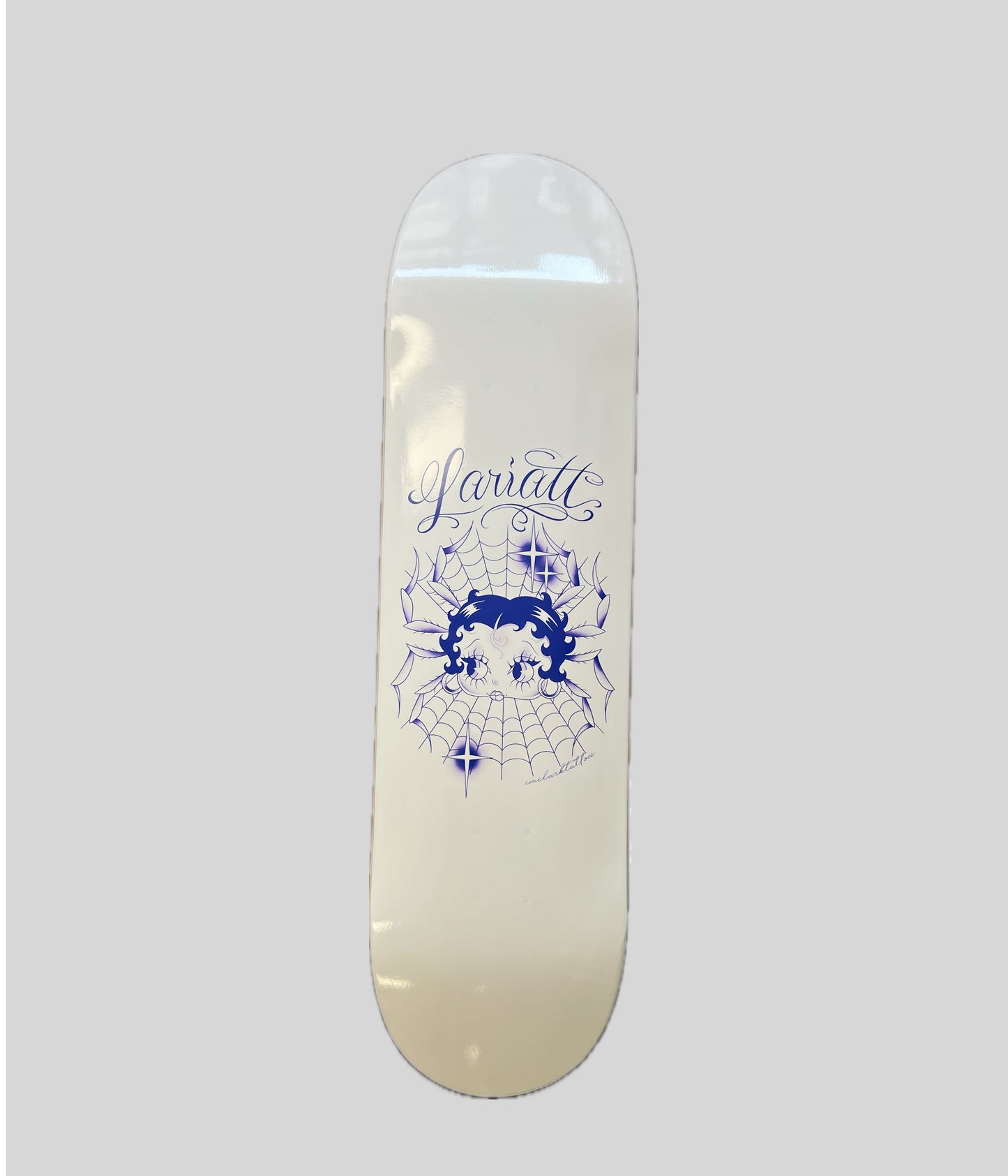 Lariatt x Em Clark tattoos Skateboard Deck 'Spider Boop' 8.25"