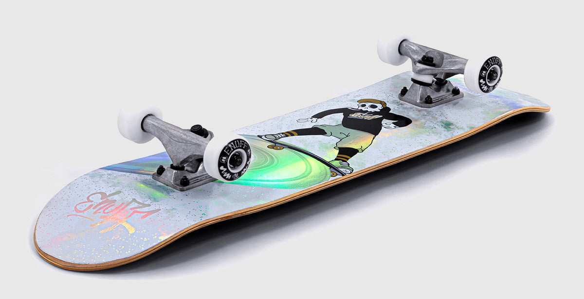 Enuff Skully hologram Complete Skateboard White 7.25" Mini