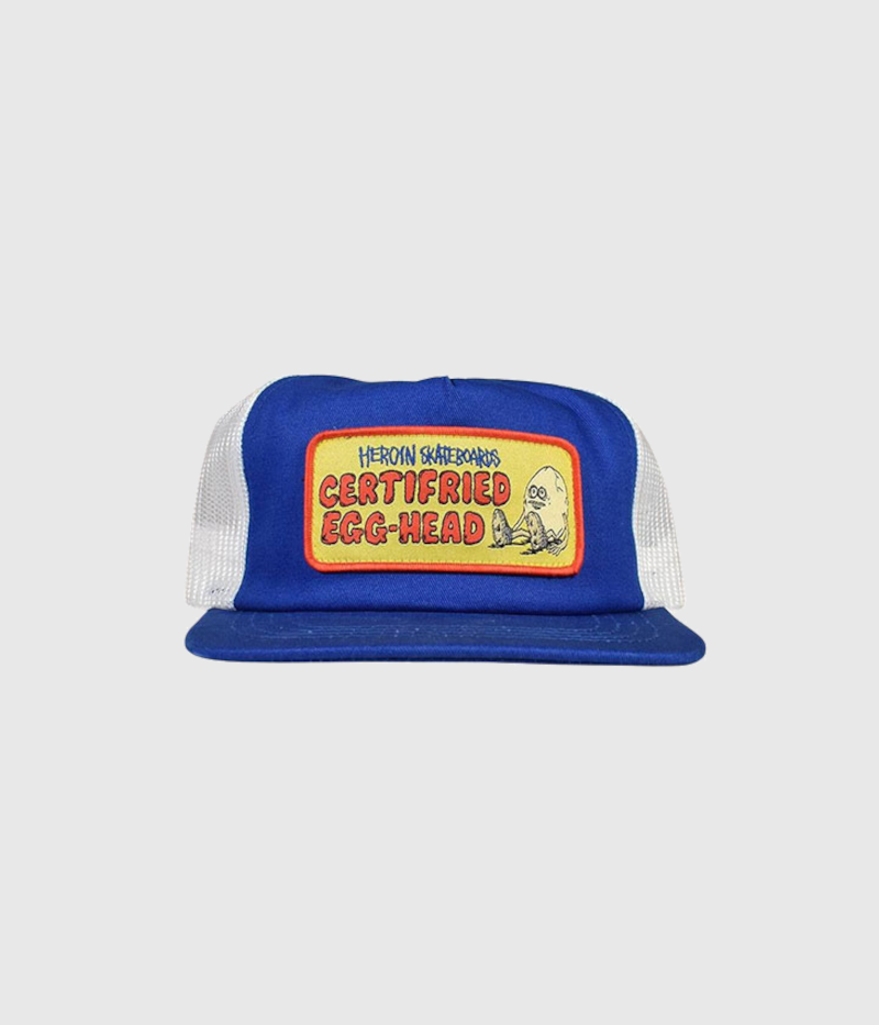 Heroin Skateboards Certified Egg Head Trucker Cap - Blue/White