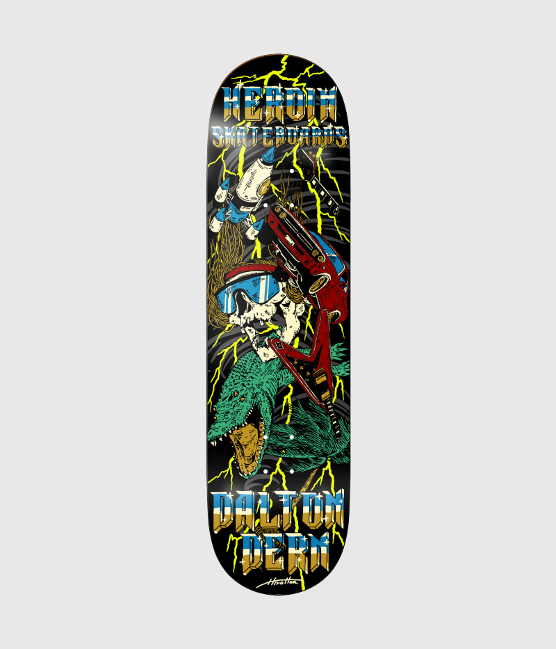 Heroin Skateboards Dalton Dern Skeleton Skateboard Deck 8.5"