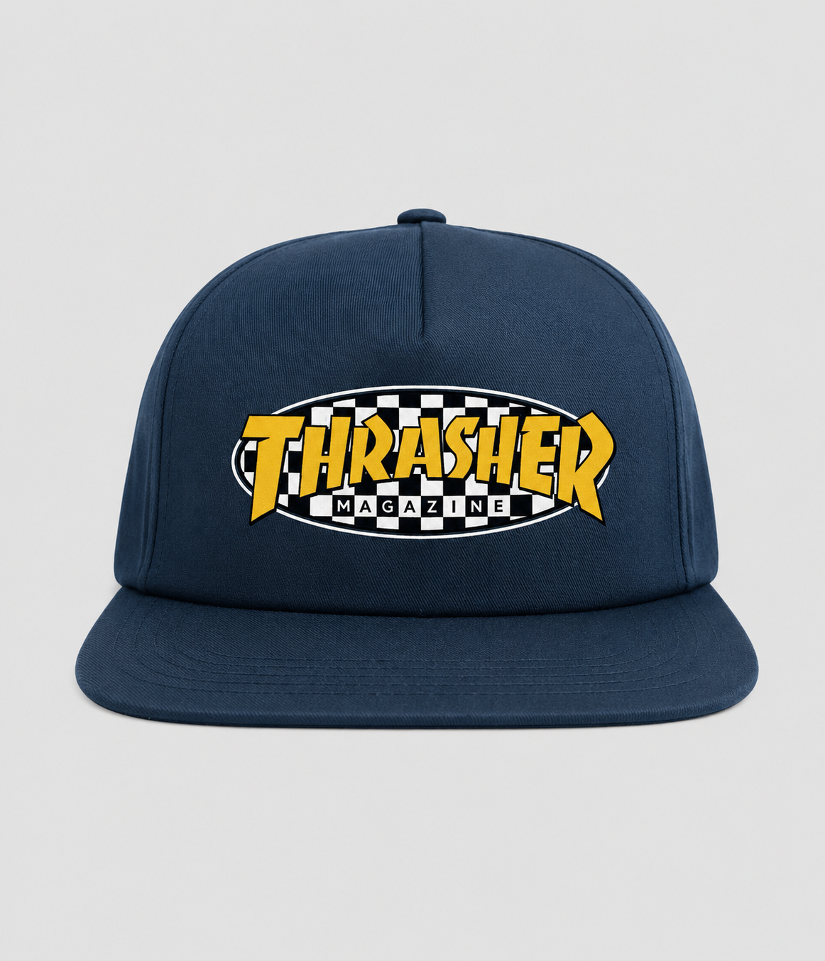 Thrasher Snapback Cap Chequered Oval Navy