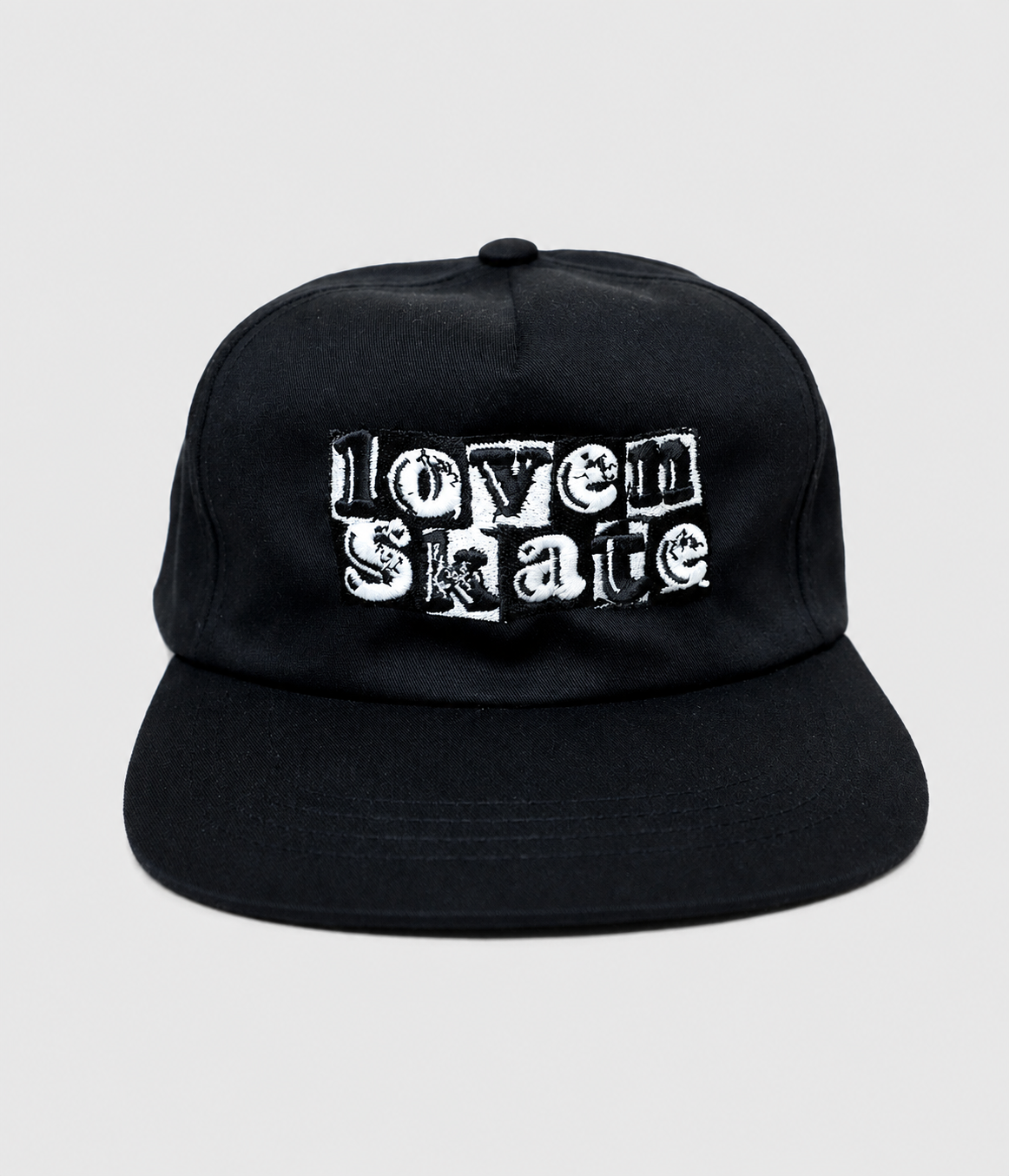Lovenskate Logo 5 Panel Cap in Black/White