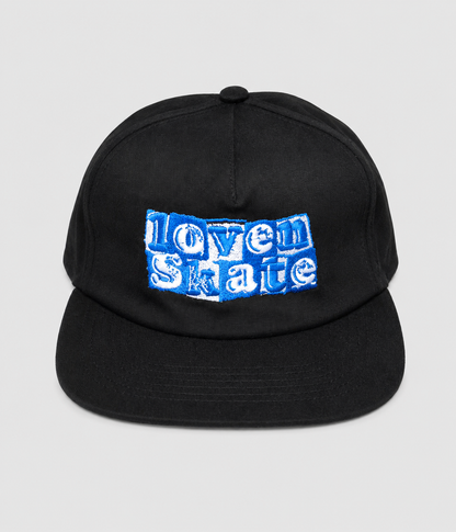 Lovenskate 'Logo 5 Panel Cap in Black/ Blue