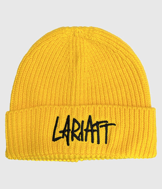 Lariatt Skate Shop Fos Script Beanie Yellow