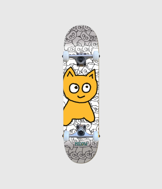 Meow Sticker Pile Big Cat Complete Skateboard 8"