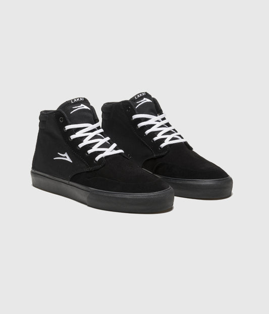 Lakai Riley 3 High Skate Shoes Black/ Black Suede