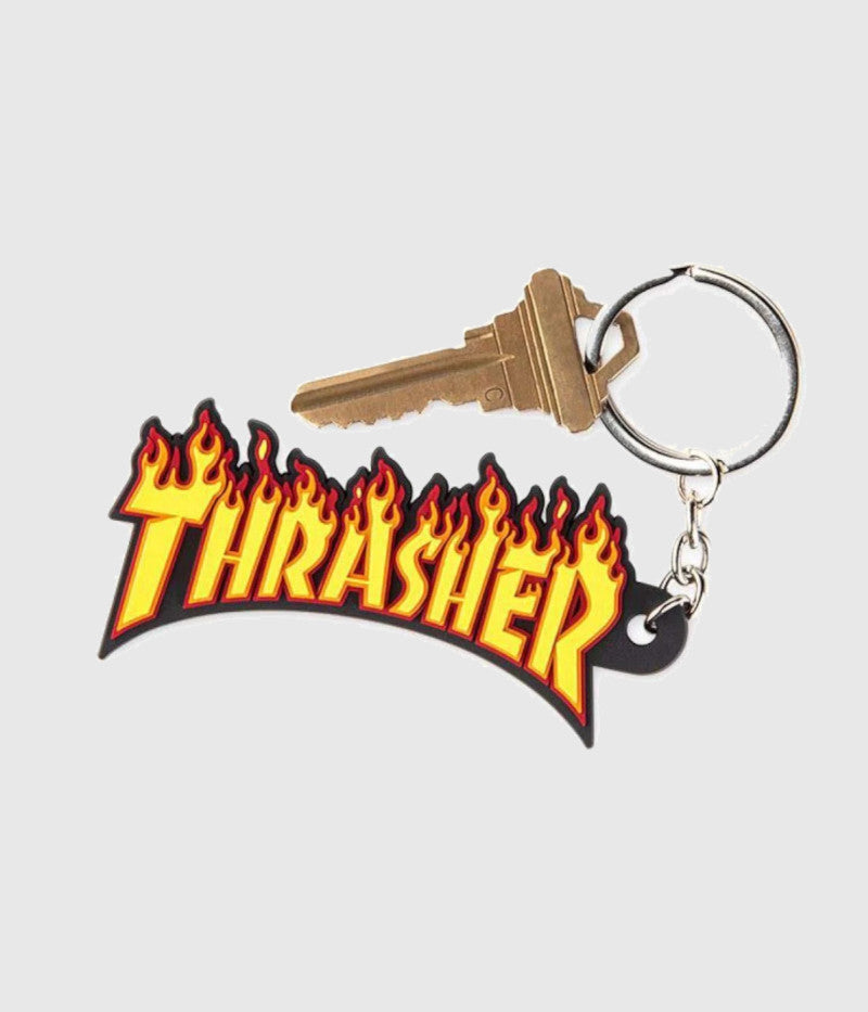 Thrasher Flame Logo Keychain Black/Yellow