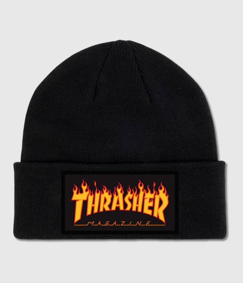 Thrasher Magazine Flame Patch Logo Beanie