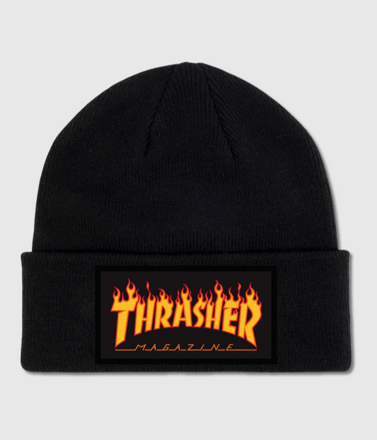 Thrasher Magazine Flame Patch Logo Beanie