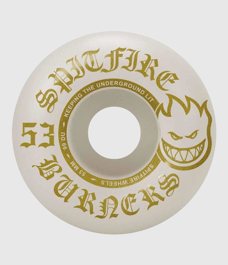 Spitfire Burner White/Gold Skateboard Wheel 53mm