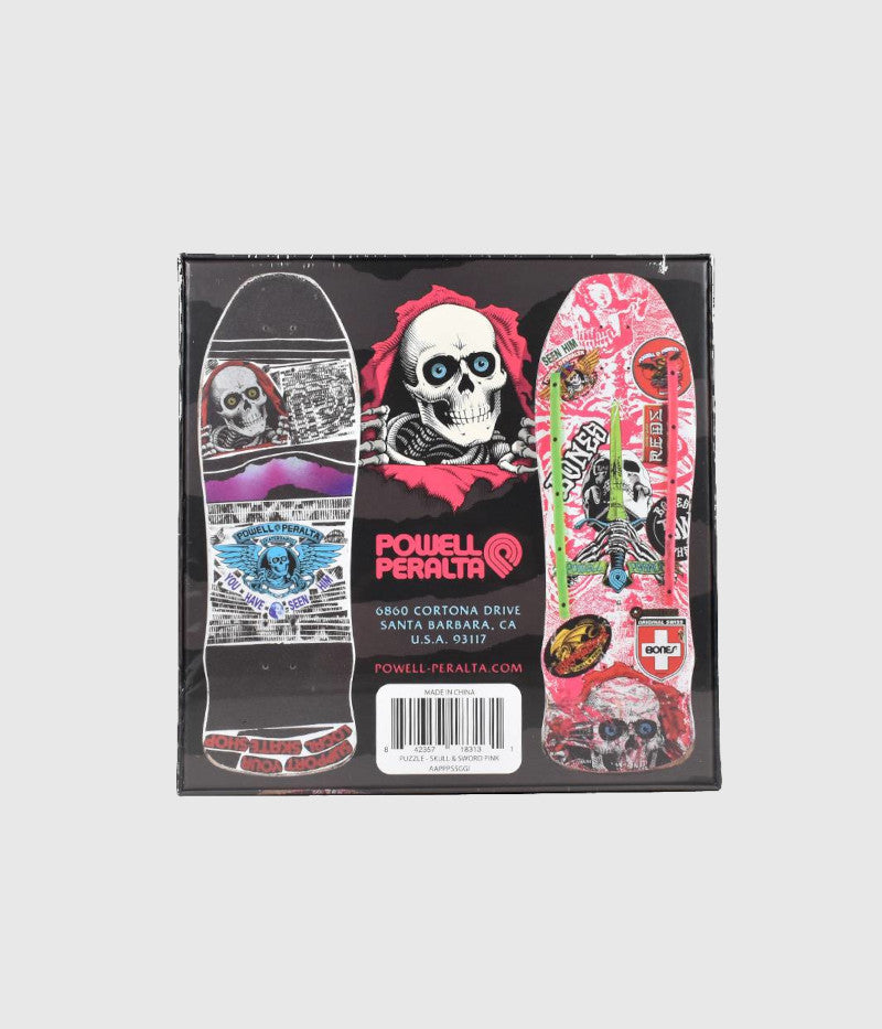 Powell Peralta Puzzle Skull & Sword GeeGah Pink