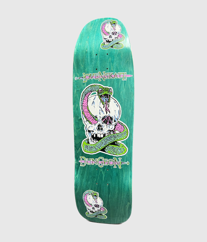 Lovenskate x Dungeon Shaped Skateboard Deck Teal 9.5"