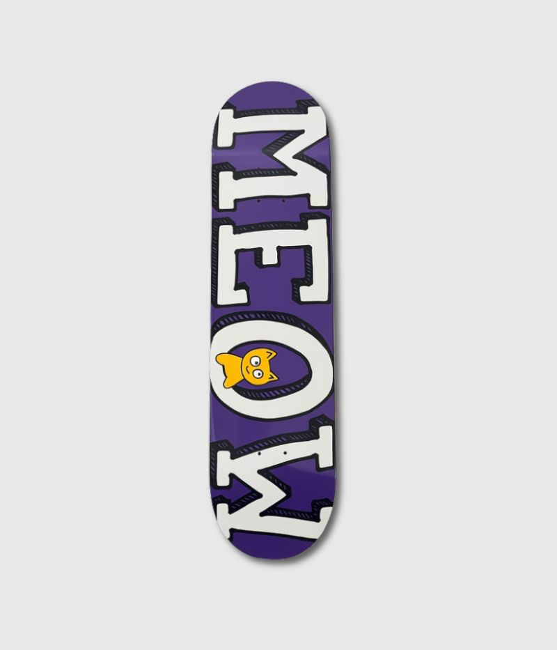 Meow DSM Logo Skateboard Deck Purple 8"