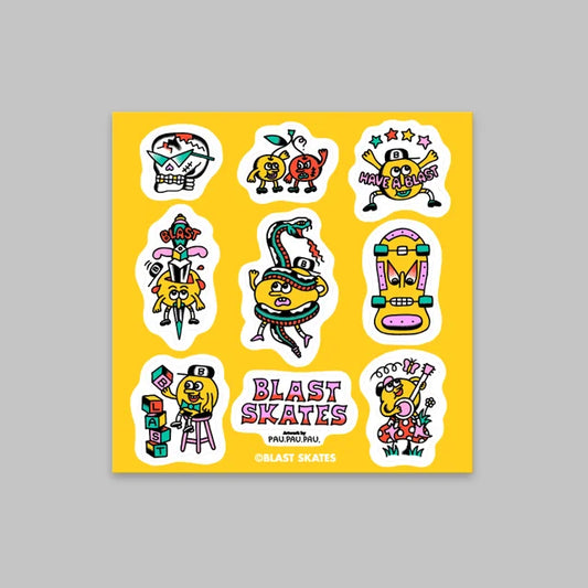 Blast Skates Pau Mascot Flash Sticker Sheet