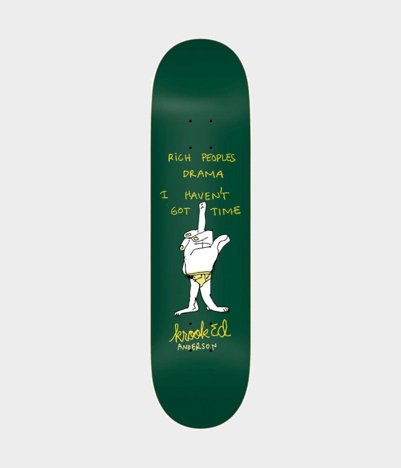 Krooked Manderson Drama Green Skateboard Deck 8.38"