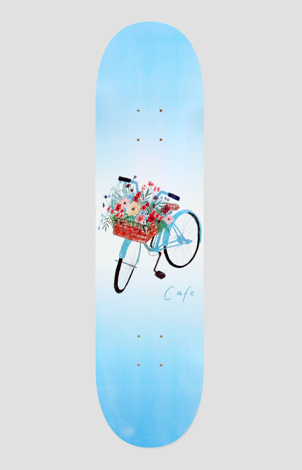 Skateboard Cafe Flower Basket Blue Skateboard Deck 8"