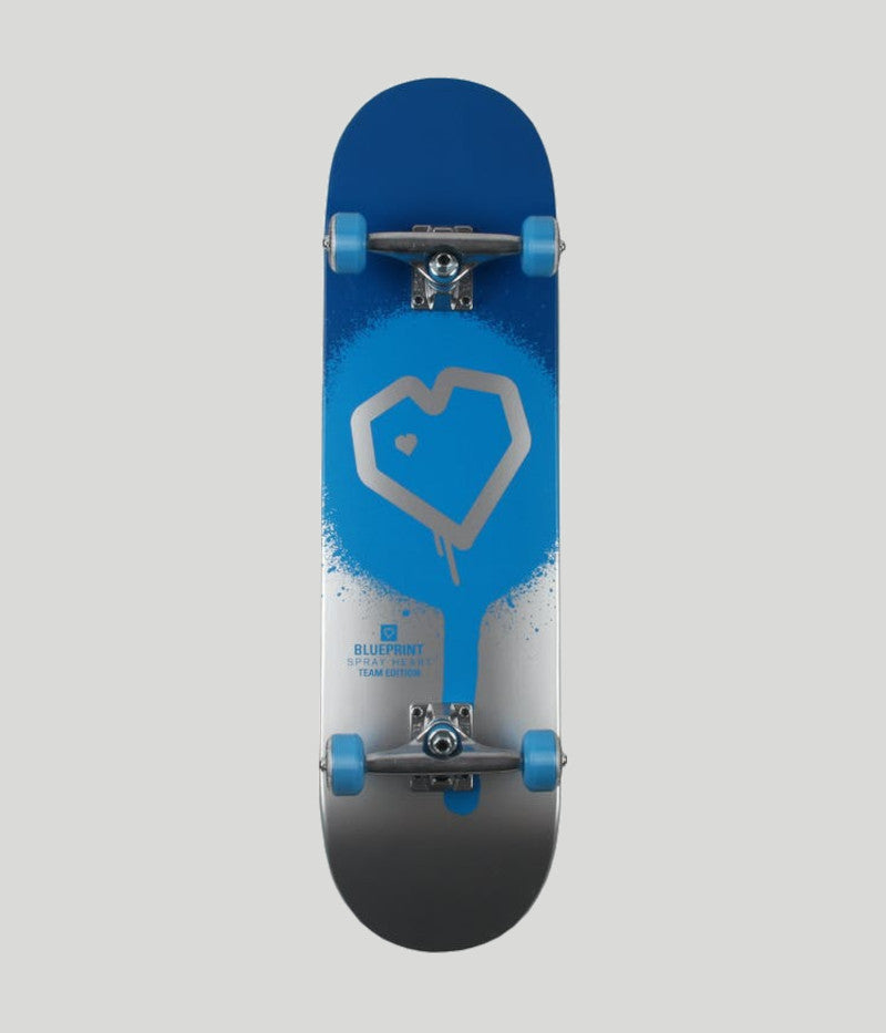 Blueprint Skateboards Spray Heart Blue/silver Complete Skateboard 7.5"