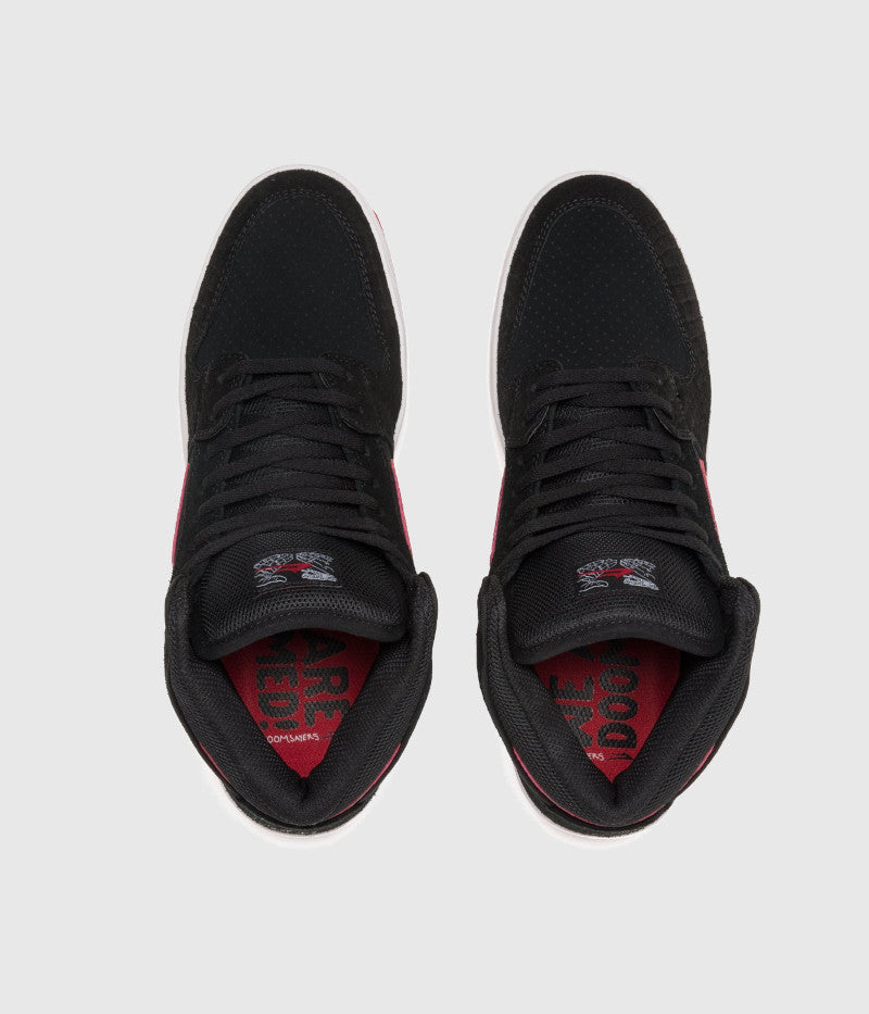 Lakai x Doomsayers Telford Skate Shoes Black/Red Suede